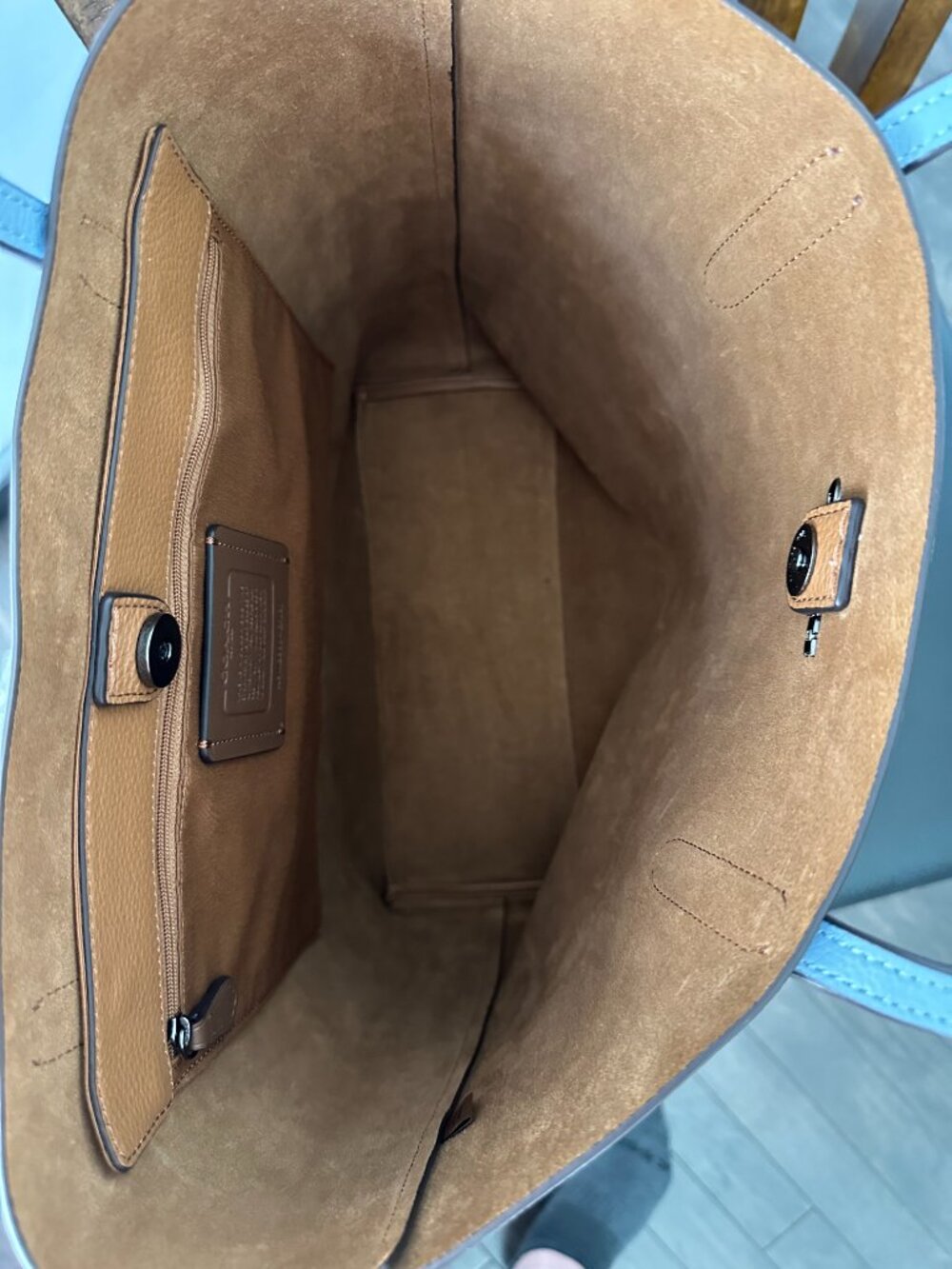 Coach Thea Light Blue Pebble Leather Tote Bag Style #M2339-CP037 - Picture 7 of 8